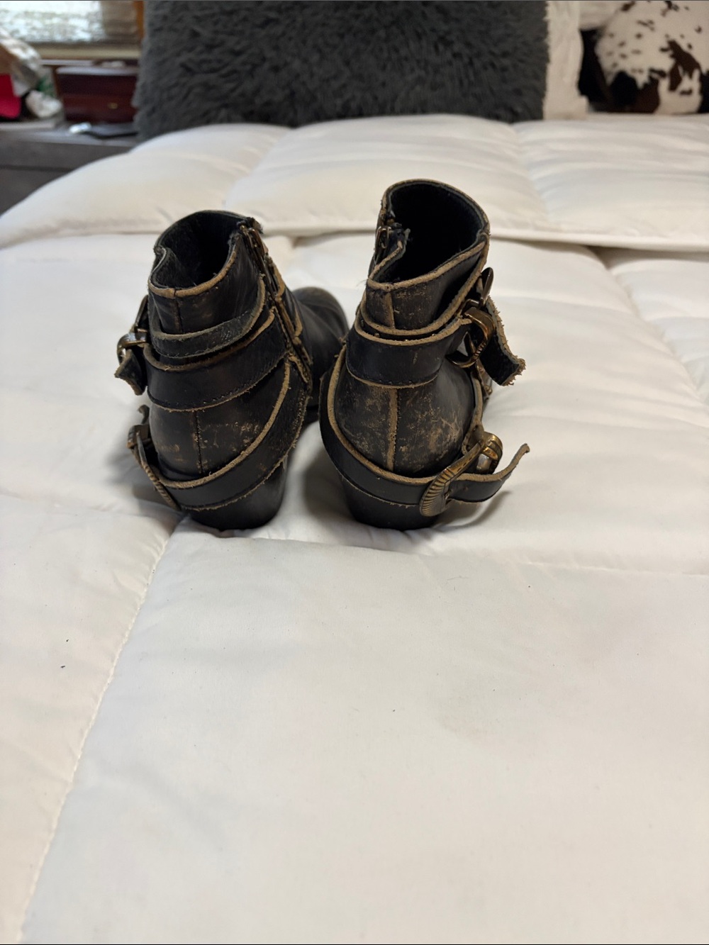 Corral Black Leather Ankle Booties with Triple Strap Accents - Picture 3 of 4